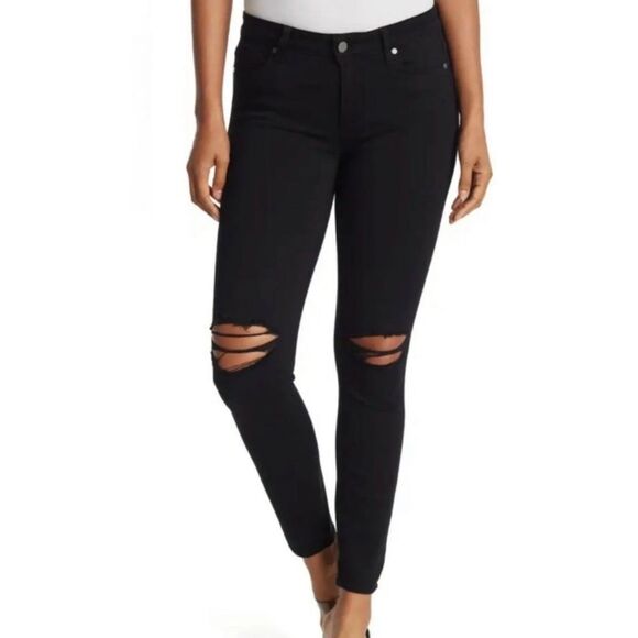 ✨Paige Verdugo Ankle Black Twilight Destructed Distressed Denim Sz 31 Jeans✨ - Picture 1 of 9